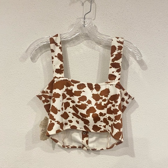 NWT Altar’d State Cow Print Snap Cropped Corset Size Medium - Picture 5 of 5
